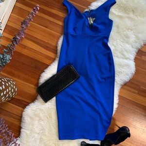 Calvin Klein fitted shoulder classic midi dress